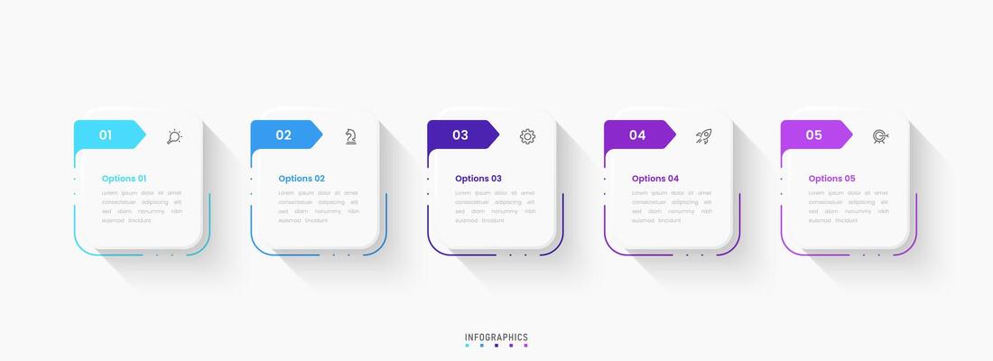 Infographic label design template with icons and 5 options or steps. Can be used for process diagram, presentations, workflow layout, banner, info graph