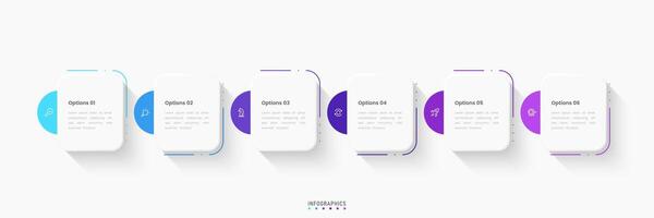 Infographic label design template with icons and 6 options or steps. Can be used for process diagram, presentations, workflow layout, banner, info graph vector
