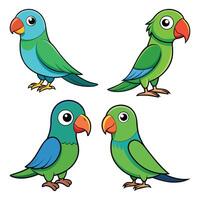 A drawing of a parrot with a blue and green beak and a yellow beak vector