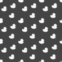 Little duck seamless pattern. Bath bird on black background. Simple illustration print vector