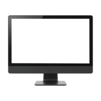 Black computer monitor with blank screen isolated on transparent background png
