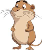 Cute animated cartoon otter standing upright with a gentle smile. The friendly character exudes warmth and approachability, ready for an adventure. png