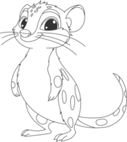 Charming, outlined cartoon of a spotted rodent, evoking innocence and playfulness. Whimsical details make the character engaging. png