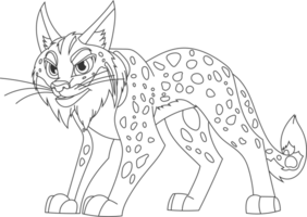 A stylized lynx stands with a determined expression, its spotted coat and prominent whiskers adding to its unique character. png