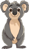A charming cartoon koala stands upright, showcasing its adorable features and friendly expression against a simple background. png