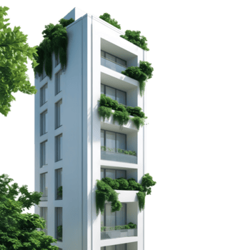 moderno apartamento construção com uma vertical jardim promovendo sustentável e amigo do ambiente Projeto png