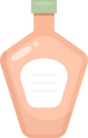 A graphic of a peach-colored bottle with a green lid and a blank white label on the front. png