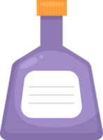 Lavender bottle with an orange cap and a white label with three lines for a name or a description. png