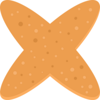 Adhesive bandage in an X shape with a tan color and circular shapes of different sizes on its surface. png