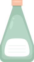 Stylized light green flask with a peach-colored cap and a white label on the front with three lines. png
