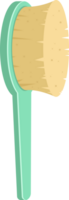 Cartoon style illustration of a cleaning brush with soft bristles and a light green plastic handle. png