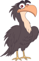 A cartoon illustration features a brown bird with a distinctive long beak, red eyes, and a light tan neck. It has a concerned expression. png