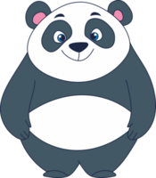 Cartoon panda bear with a friendly expression, standing upright, with a clean background, bright, friendly, simple illustration. png