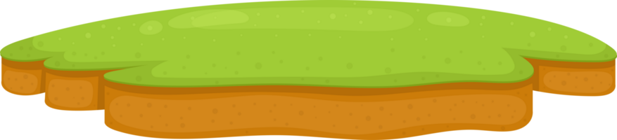 Cartoon grassy island platform, suitable for a game environment or as a base for illustration. png