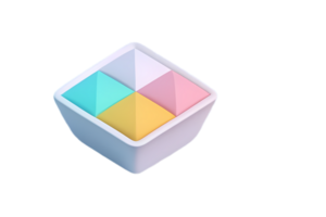 A cube with four different colored squares inside png