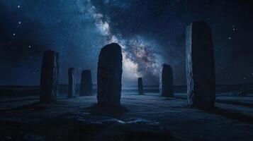 Timeworn Stones with Celestial Backdrop of Stars photo