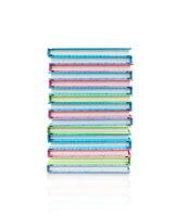 Stack of colorful books, separated on a white background. photo