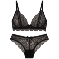 Elegant Black Lace Lingerie Set Displayed on a Simple Background for a Timeless Look png