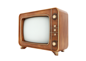 Retro wooden television with antenna isolated on transparent background png