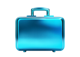 Bright blue hard-shell suitcase with a handle isolated on transparent background png