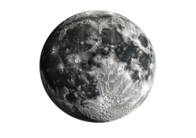 High-detailed full moon in black and white isolated on transparent background png