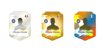 Football player avatars on collectible cards with national flags and colored backgrounds are easy to edit for your own needs vector
