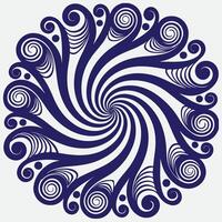 A circular design with swirls in blue and white vector