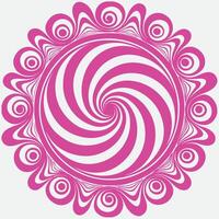 A pink circular design with swirls in the center vector