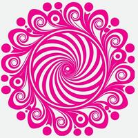 A pink circular design with swirls vector