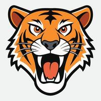 The head of a tiger is shown with its mouth open vector