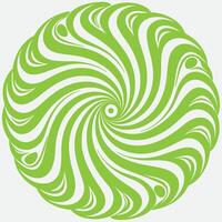 A green and white swirl design in the center of a circle vector