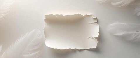 Blank Torn Paper Sheet on Soft Abstract Background for Design Use photo