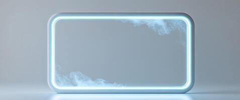 Futuristic Frame with Glowing Blue Edges for Graphic Design and Display photo