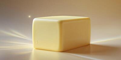 A large rectangular block of fresh yellow butter sits stationary photo