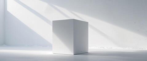 High Definition View of a White Box is Placed on a Wall with a White Box in the Middle photo