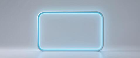 Futuristic Frame with Glowing Blue Edges for Graphic Design and Display. photo