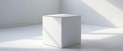 High Definition View of a White Box is Placed on a Wall with a White Box in the Middle. photo