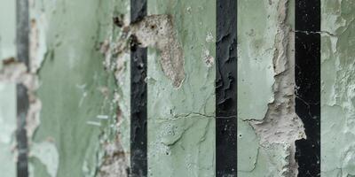 A close up of a green wall with peeling paint photo