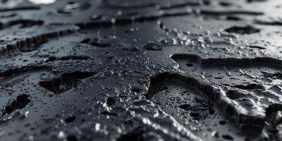 A close up of a black surface with water droplets photo