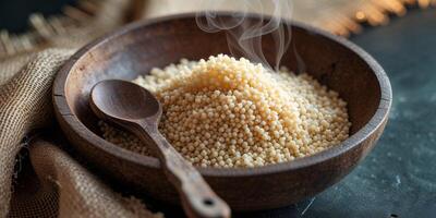 Couscous is a type of grain that is made from the seeds of the millet photo