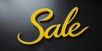 A sign with the word Sale written in yellow on a black background. photo