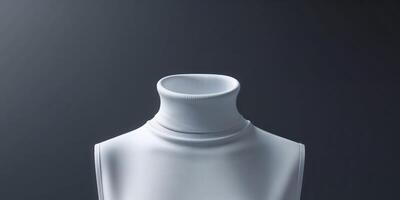 White Turtleneck Sleeveless Top on Dark Background Apparel Display Mockup. photo