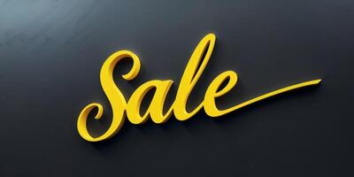 A sign with the word Sale written in yellow on a black background photo