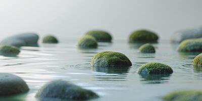 Water Flowing Over Rocks Creating a Calming and Relaxing Water Feature photo