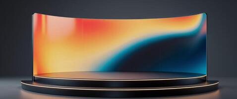 Abstract illuminated stage platform backdrop for product showcases and presentations. photo