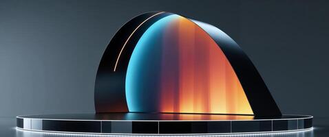 Abstract illuminated stage platform backdrop for product showcases and presentations photo