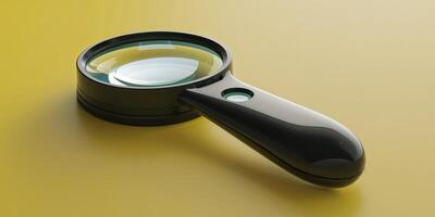 A magnifying glass on a yellow background photo