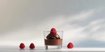 Rich Chocolate Raspberry Dessert in Glass. photo