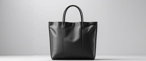 Stylish Black Tote Bag Mockup with Clean Lines and Modern Aesthetic Perfect for Branding and Design Presentations Ready for your Creative Touch photo