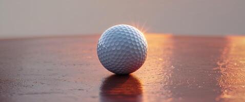 A golf ball sitting on a table with the sun shining photo